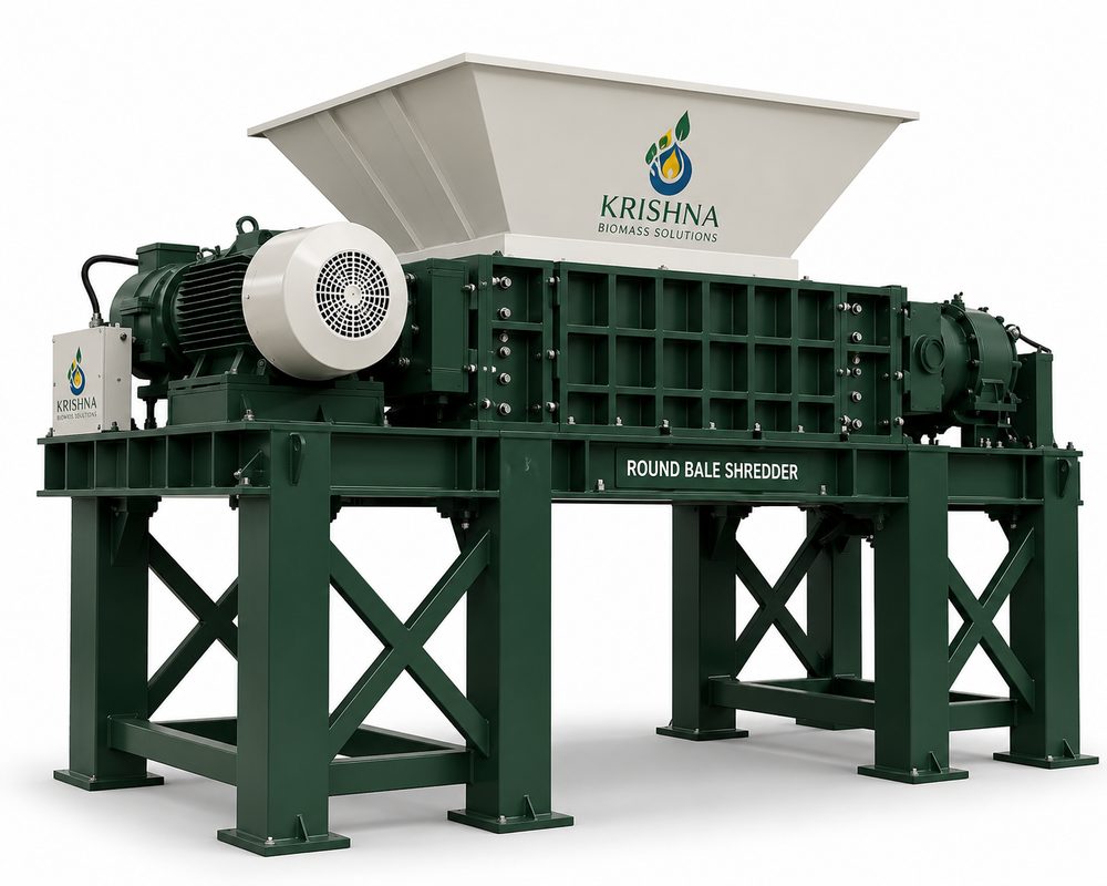 Round-bale shredder machine